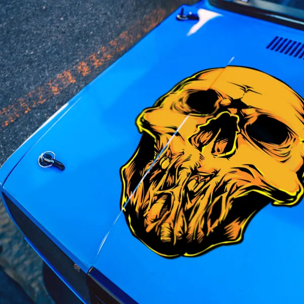 Hood Skull v9 Scream Undead Dark Hell Rider Death Flathead Ribcage Grim Reaper Gearhead Crossbones Grinder Crusher Printed Car Vinyl Sticker Decal>